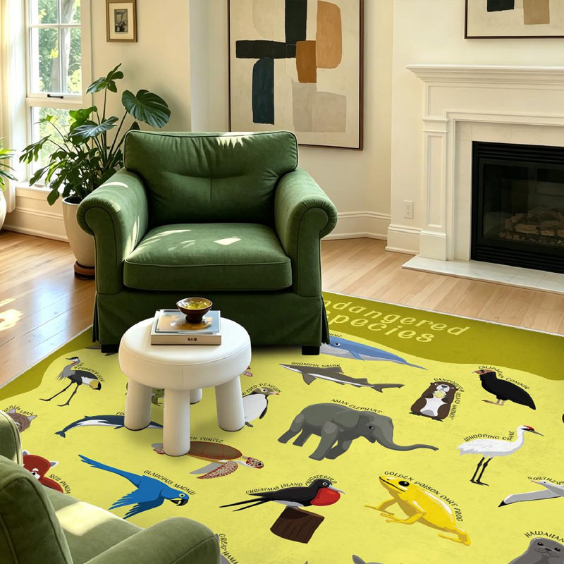 Tapis d'intérieur asiatique noir lavable à la machine, motif animaux de dessin animé., Rectangle 39 po x 63 po