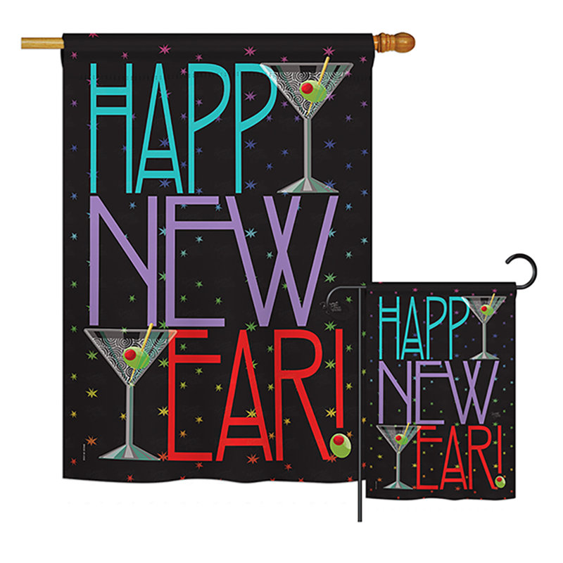 Ensemble de drapeaux en polyester Genesee New Year Martini Winter Impressions