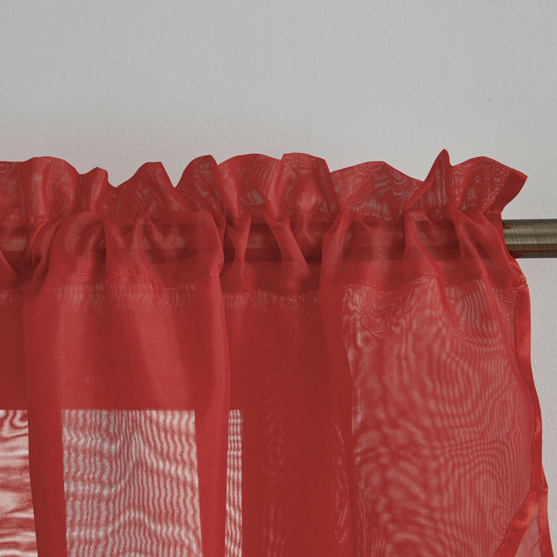 Infinity Solid Tiered Valance Curtain, 55" x 24", Red