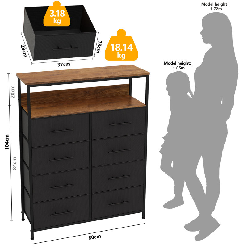 Aneisa 107cm W Chest of Drawers, Brown/Black