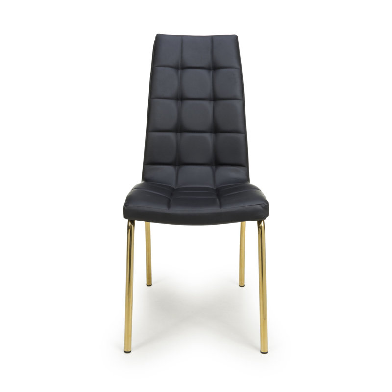 Jenner Leather Effect Dining Chair, Black, Gold