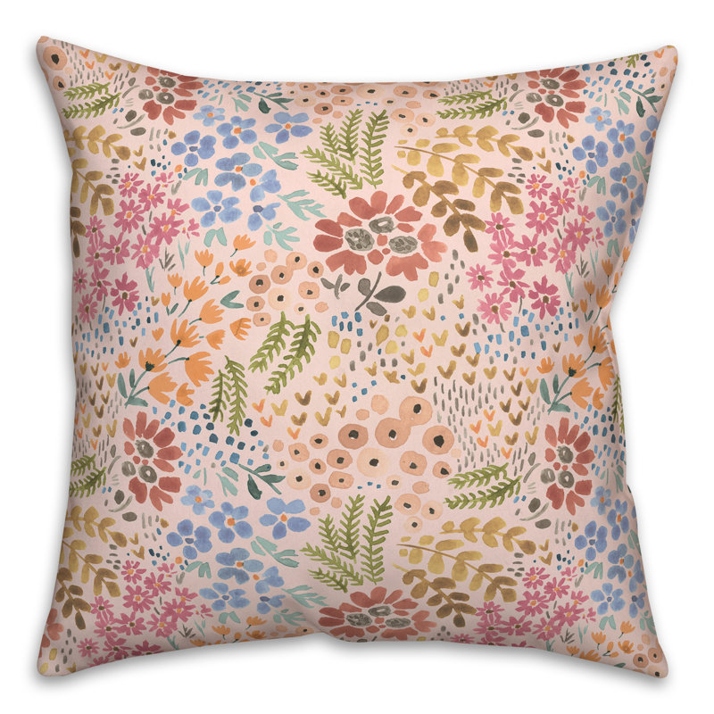 Floral Throw Pillow, Pink