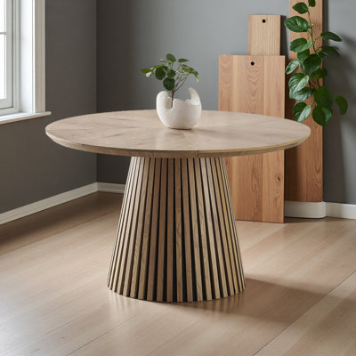 Wooden Dining Table, Modern Round Kitchen Dining Table, Fashionable Design, Suitable For Family Gatherings, Multi-Functional And Space-Saving