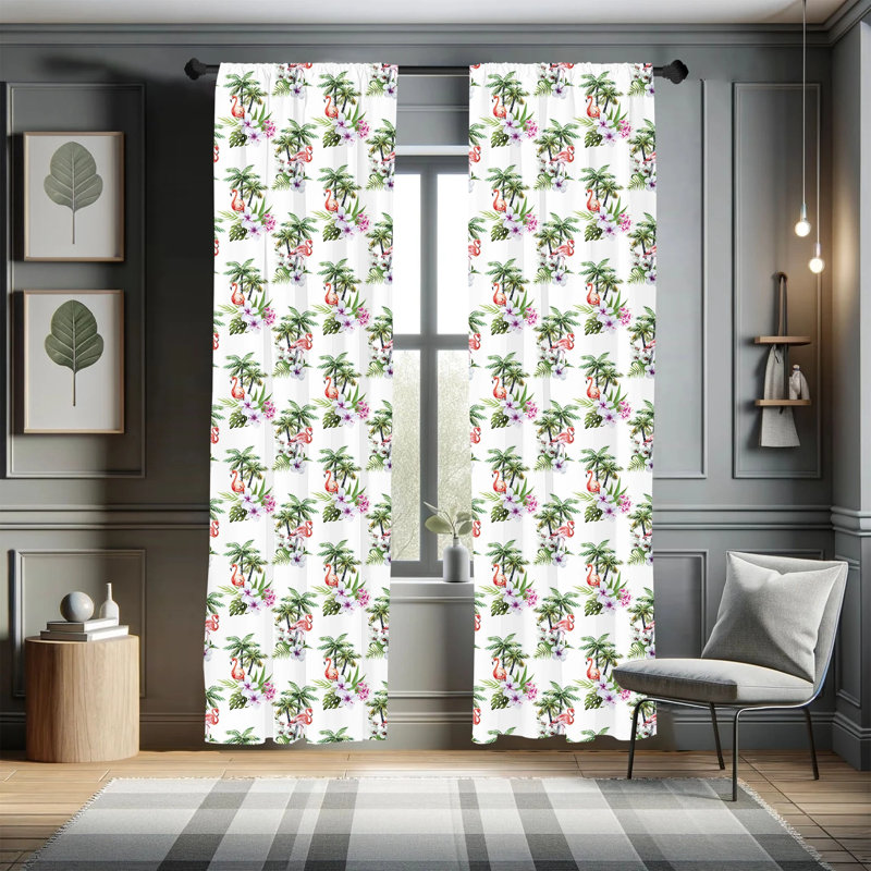 Floral Semi-Sheer Rod Pocket Sliding Panel, 28" x 95"
