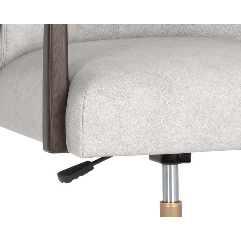 Collin Leather Swivel Office Chair, Grey Genuine Leather