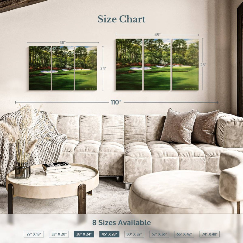 «Augusta National 13th Hole I», reproduction d'art sur toile, H 28 po x l 45 po x P 1,25 po