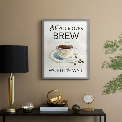 Hot Pour Over Brew Framed Print - Solid Wood