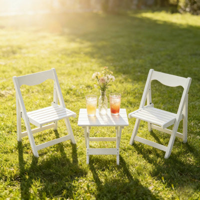 Small Foldable Outdoor Table Chairs Set Suitable For Garden Casual Hours & Patio Easy-Store Dining