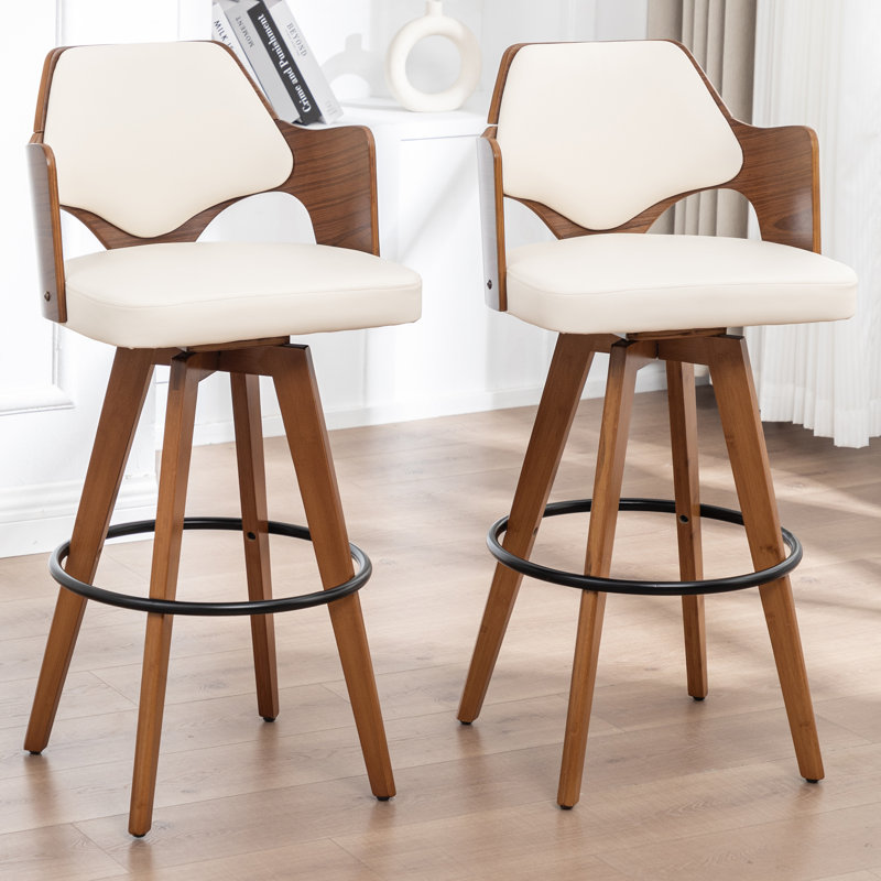 Swivel Upholstered Counter Stool, Counter Stool (26.77" Seat Height), Beige