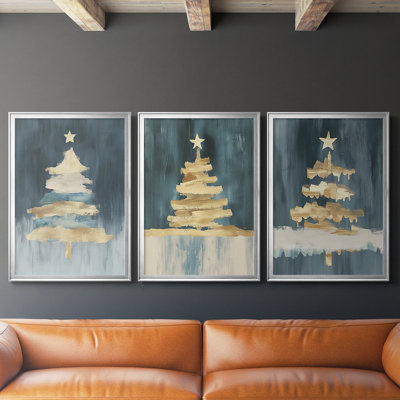 Christmas Holiday Art CXCV III - Toile tendue avec châssis sur mesure - 3 pièces