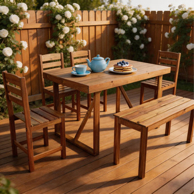 Ensemble de salle à manger d'extérieur en bois d'acacia massif, table de patio minimaliste et chaises pour balcons