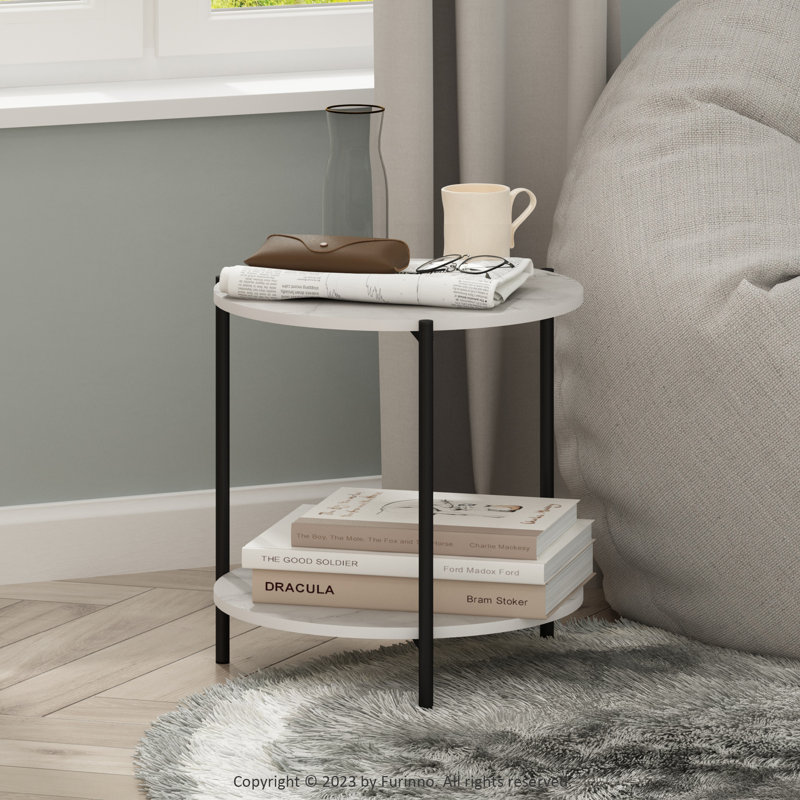 Grande table de bout Caureen, H 16,5 po x l 15,6 po x P 15,6 po, Marbre blanc