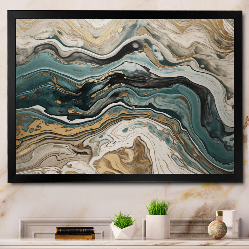 L'essence de la fluidité V sur toile, Cadre photo noir, H 30 po x l 40 po x P 1,5 po