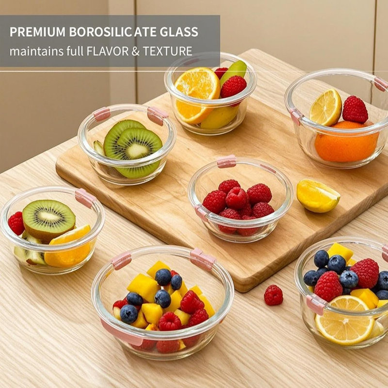 12 Pack Glass Food Storage Containers with Lids, Airtight Leak-Proof Meal Prep Containers, Microwave