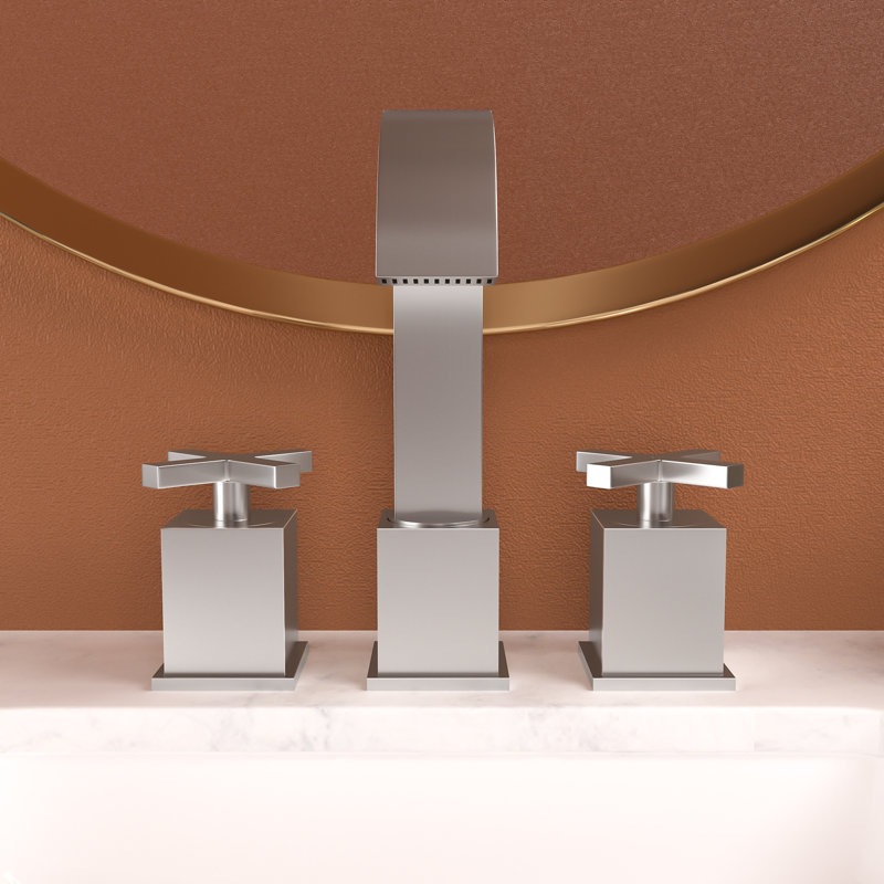 Widespread 2-handle Bathroom Faucet with Drain Assembly, Brushed Nickel