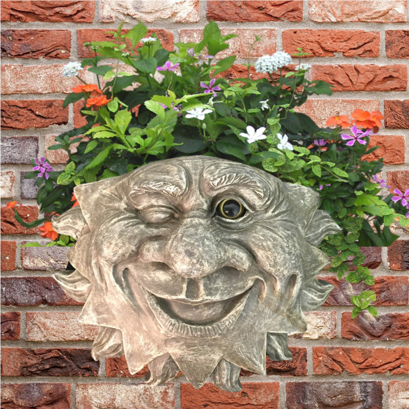 Muggly's The Face Mr. Sun Shine Tree & Patio Statue Planter, Gray