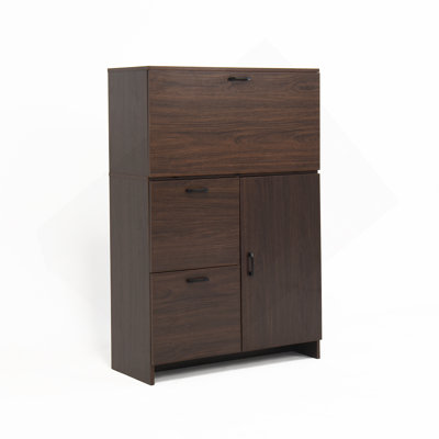 Armoire de bureau pliante peu encombrante avec plusieurs tiroirs et tablettes de rangement, parfaite pour la maison, le bureau, le dortoir et tout espace compact