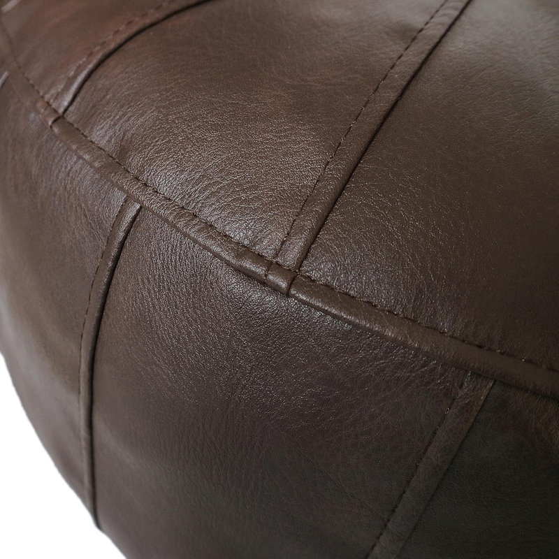 Colombe Upholstered Pouf, Dark Brown Leather Match/Leather