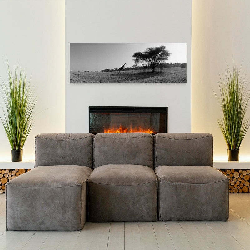 Girafe sur les plaines, Kenya, Afrique, paysage contemporain abstrait, art mural, H 16 po x l 48 po