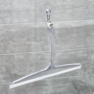 iDesign Plastic Bath Hanging Squeegee for Glass with Suction Hook Holder - 12", Clear