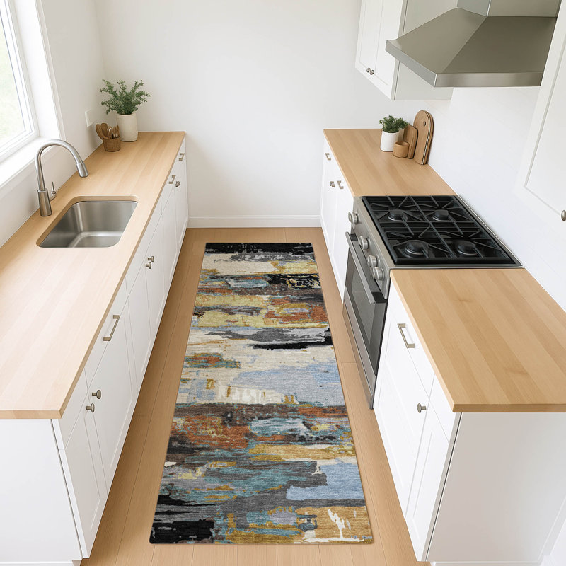 Machine Washable Indoor/Outdoor Boruta ACN2249 Abstract Rug, Runner 2'3" x 7'6"
