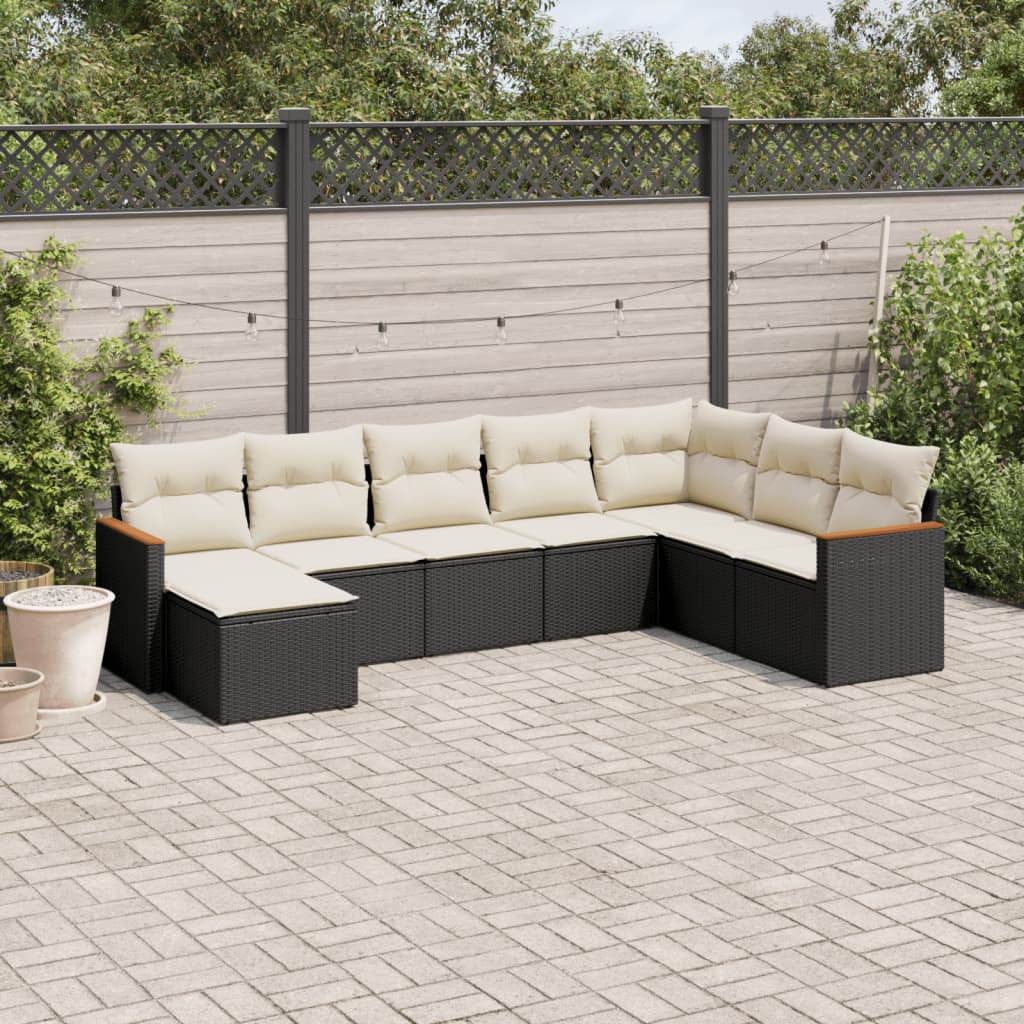 Vidaxl 8-Tlg. Garten-Sofagarnitur Mit Kissen Schwarz Poly Rattan