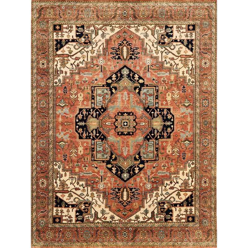 High-Quality Hand-Knotted Red Area Rug, Rectangle 10' x 14'
