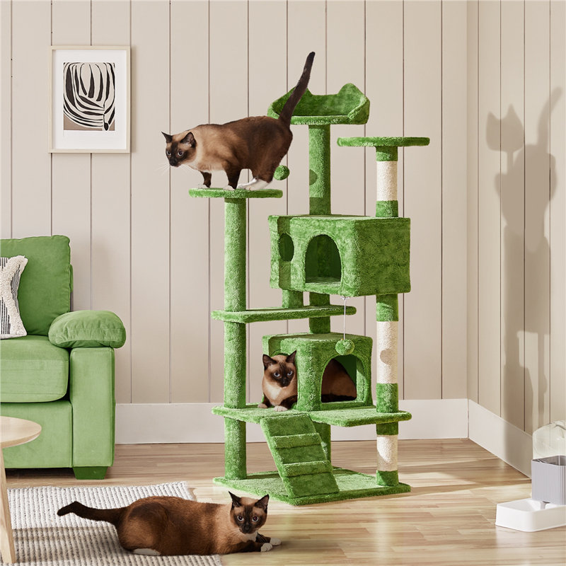 Multilevel Cat Tree Condo with Scratching Posts, Green
