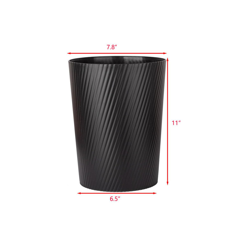 Plastic Open Kitchen Trash Can - 1.8 Gallons, Black