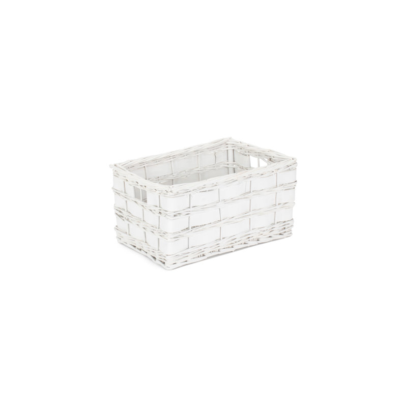 Wicker Scandi Style Storage Basket, White, 19cm H x 38cm W x 26cm D