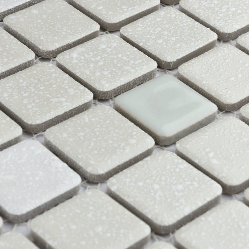 Crystalline Square 1.1" x 1.1" Porcelain Grid Mosaic Wall & Floor Tile, Pistachio
