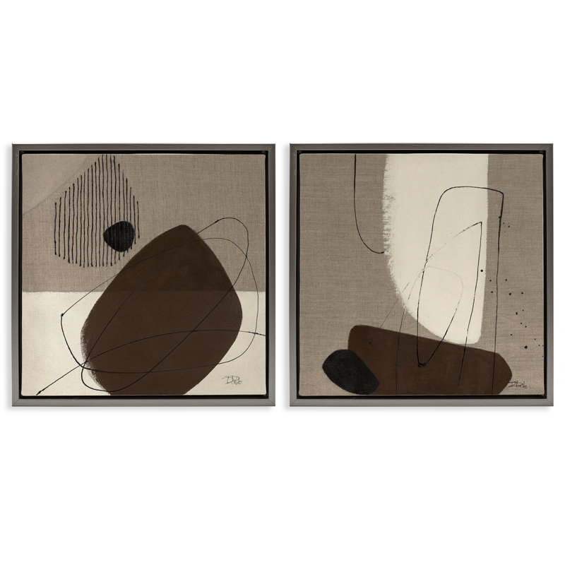 Ensemble de 2 toiles flottantes encadrées Hidden Lines par Patricia Pinto, Cadre flottant gris lustré, H 25 po x l 25 po