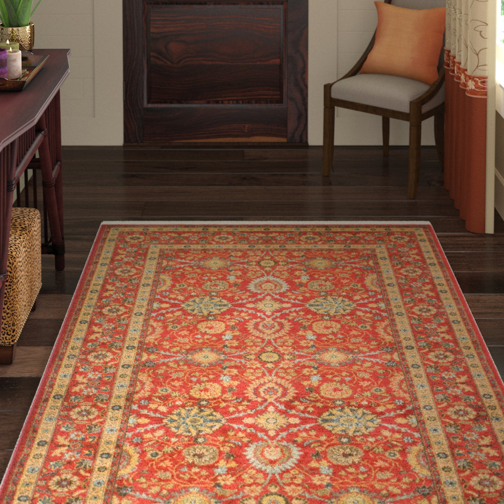 Moore Power Loom Red/Beige Rug Charlton Home® Rug