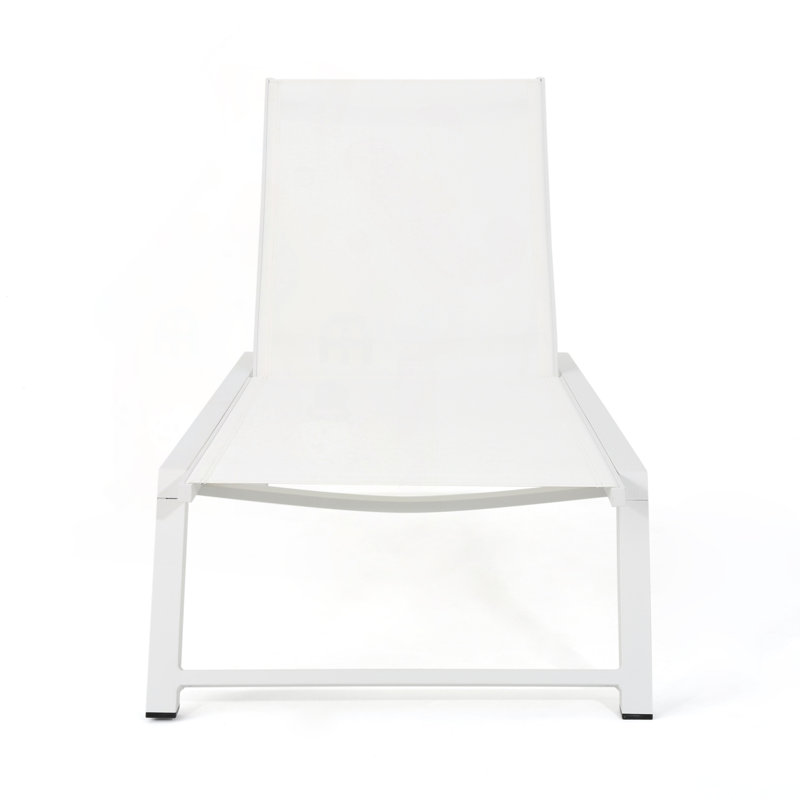 Chaise longue en maille d'aluminium blanche avec dossier entièrement réglable