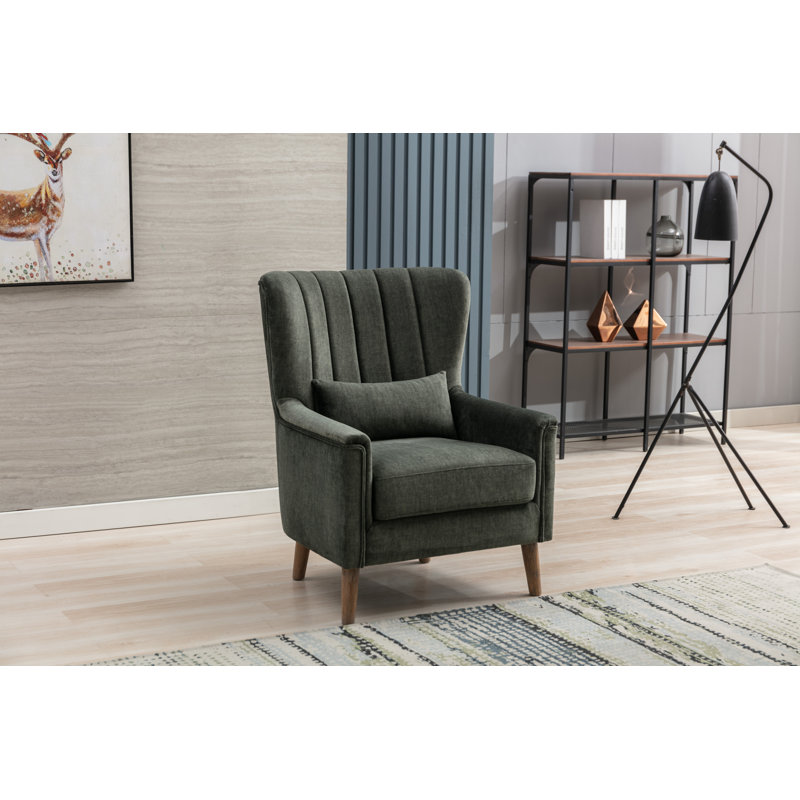 Colvin Velvet Wingback Chair, Winter Moss Gray Velvet