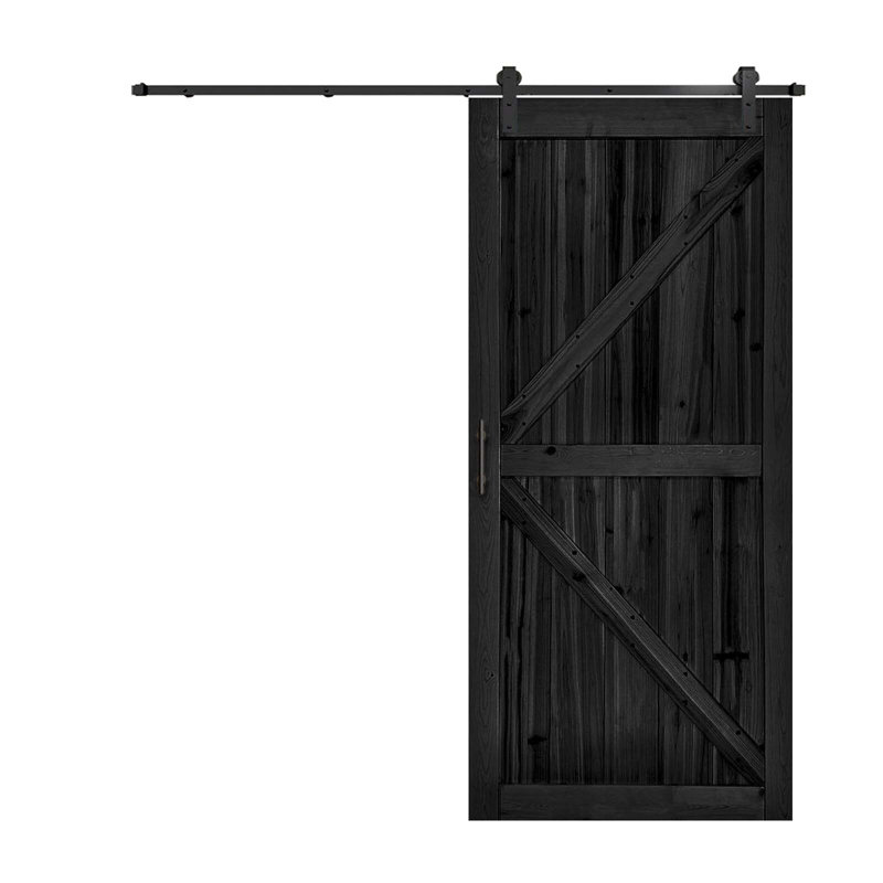 Porte de grange à panneaux en bois peint avec ensemble de quincaillerie d'installation, 36 po x 84 po