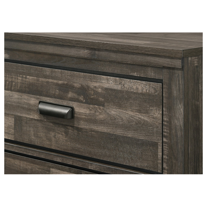 Commode rustique contemporaine en bois avec 6 tiroirs de rangement - Commode pour meubles de chambre à coucher brun antique