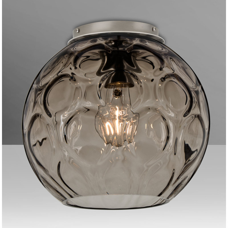 Bombay Satin Nickel 1 -Bulb Outdoor Flush Mount, Smoke