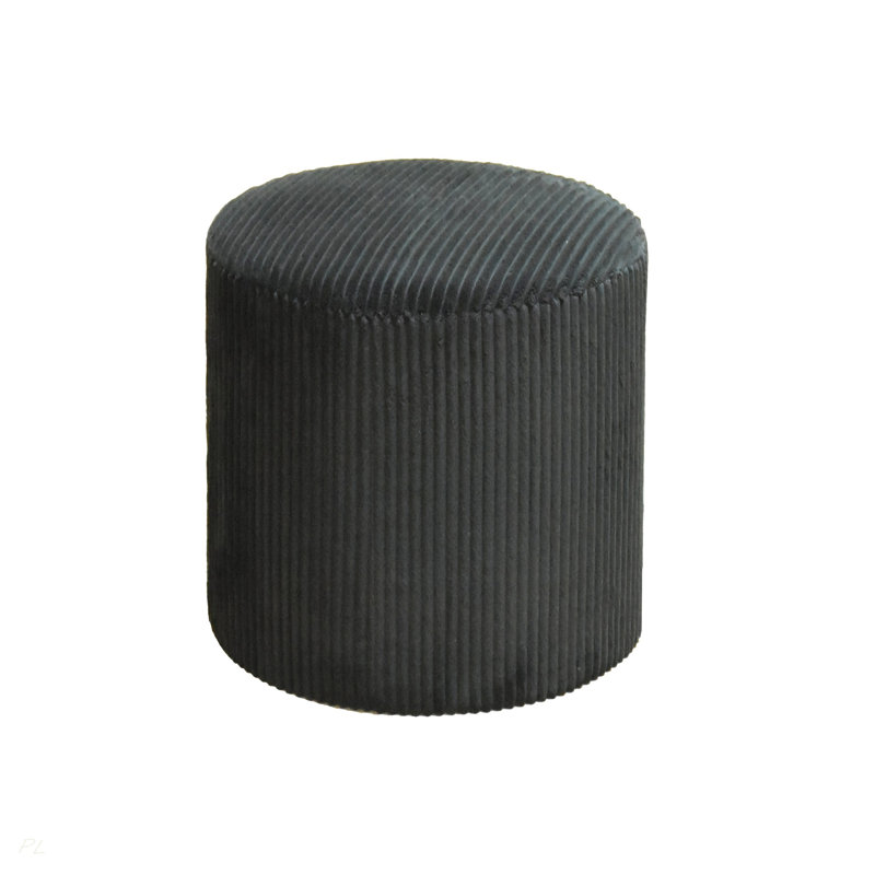 Repose-pieds plein Corduroy Upholstery, Noir