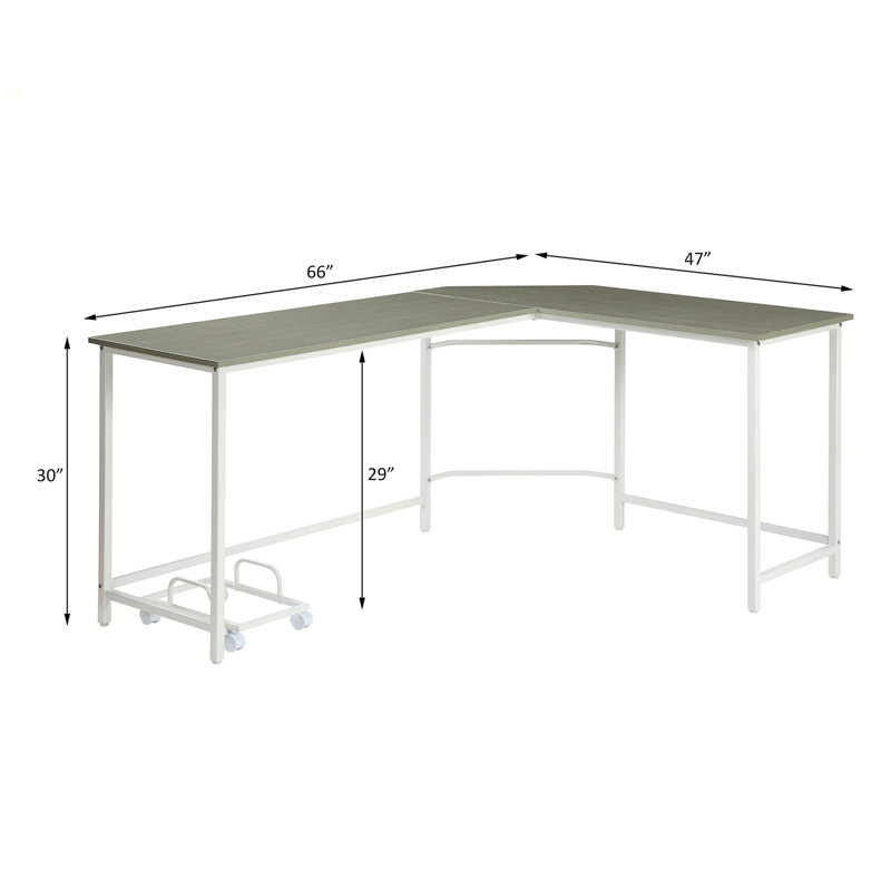 L-Shape Rectangular Computer Desk, Gray And White