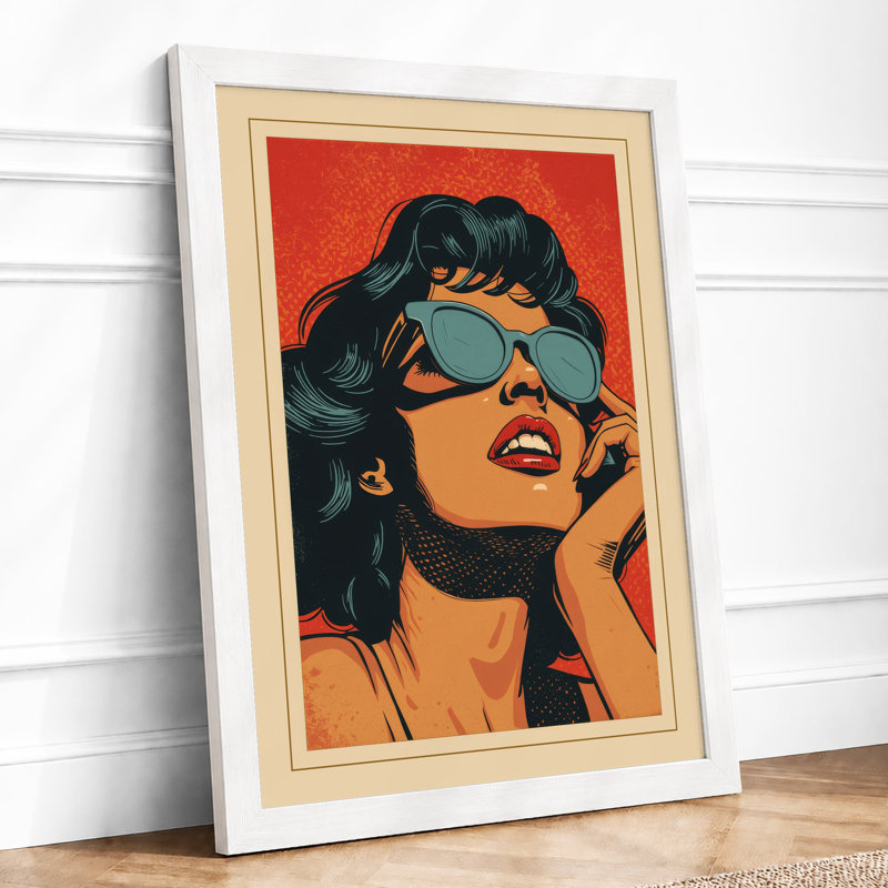 Bold Glamour Pop Art - Framed Print, A2 - 59.4 x 42.0 cm, White