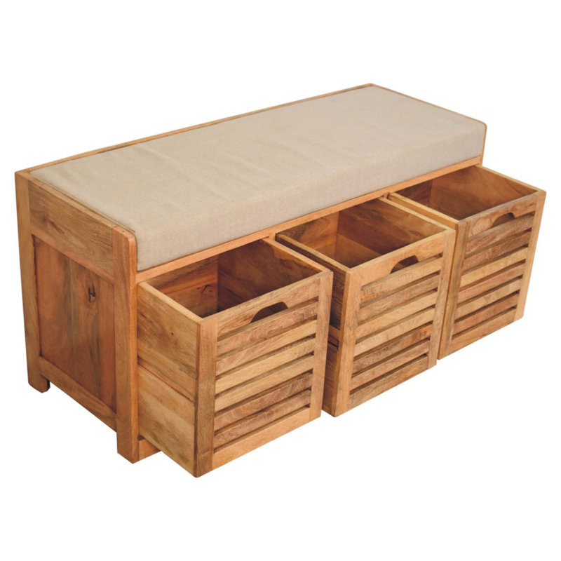 Banc à chaussures en bois massif à 3 tiroirs Oak-Ish