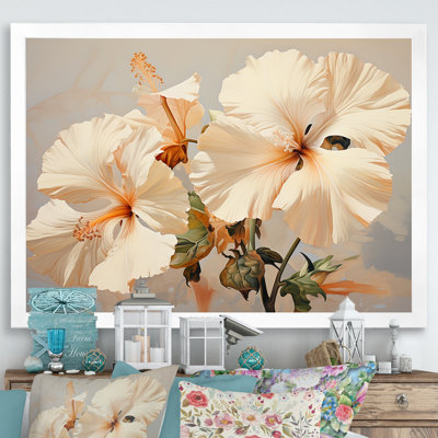 " Beige Hibiscus Painting "