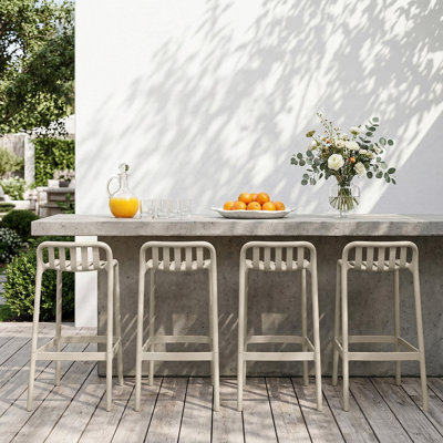 Tabouret de bar 29,5 po, tabouret de comptoir en plastique toutes saisons avec dossier pour l'extérieur, l'intérieur, l'îlot de cuisine, le balcon, sans outil