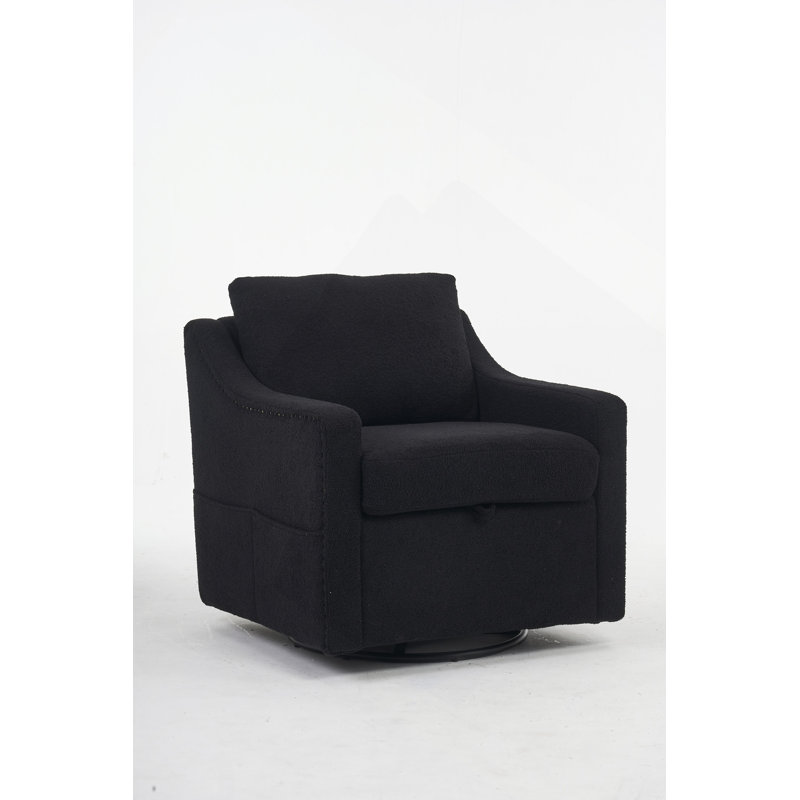 Fauteuil d'appoint pivotant en tissu Elacqua, Ours en peluche noir