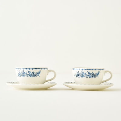Bleu Blanc Porcelain Tea Cup (Set Of 2)