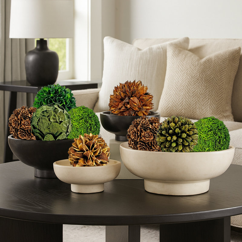 Sharen Handmade Natural & Preserved Topiary Balls – Decorative Botanical Orbs In Green & Brown – Rustic Bowl Filler Set Of 9