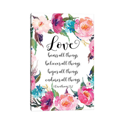 1 Corinthians 13:7 - Print on Canvas