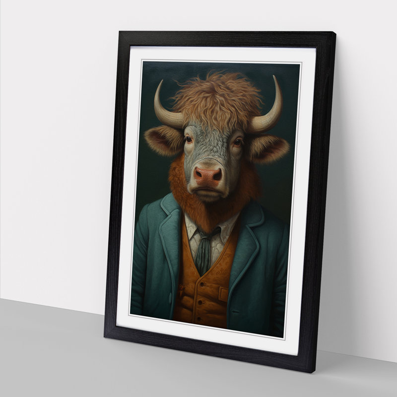 Bison Painting - Framed Print, Black, 46cm H x 34cm W x 2cm D