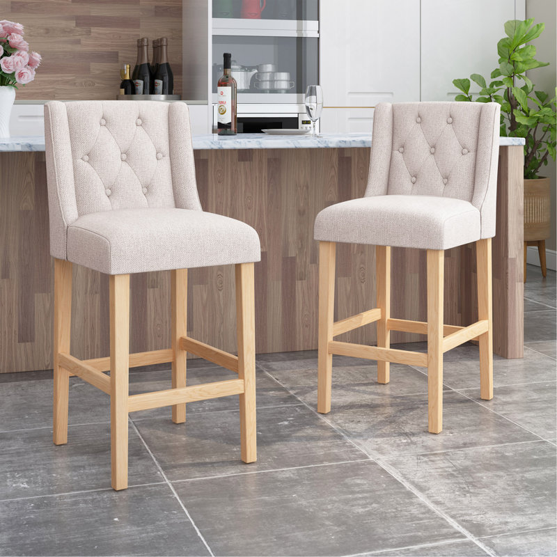 Tabouret de comptoir contemporain à oreilles capitonné 31 po, ensemble de 2, naturel
